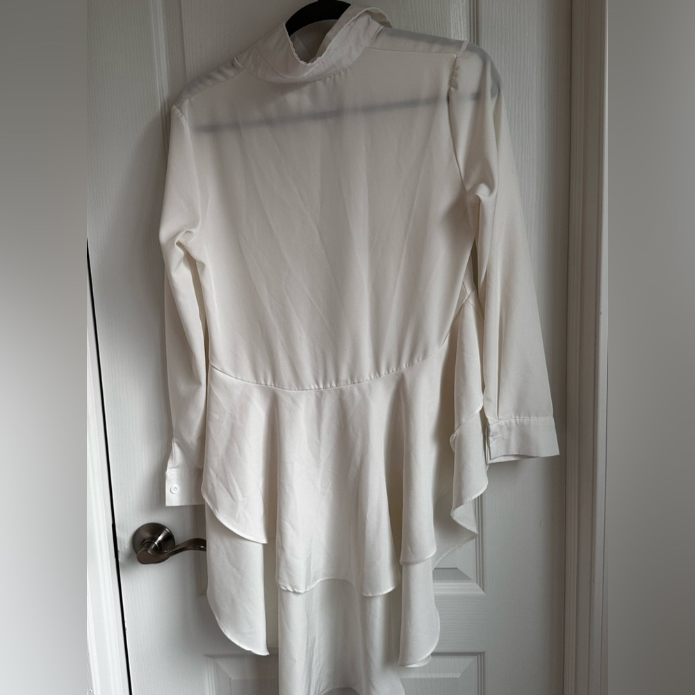 White Ruffled High-Low Blouse - Picture 2 of 3